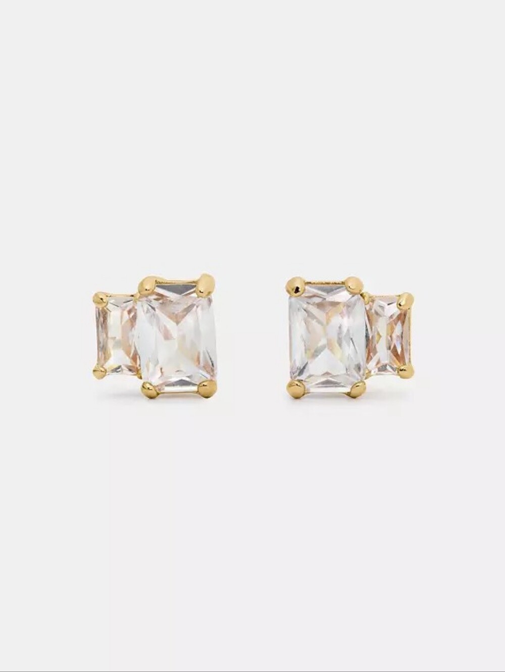 Kate Spade Gold & Clear Glitz Stud Earrings NWT